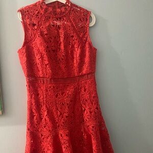 Bardot red lace sleeveless Dress size 10 L